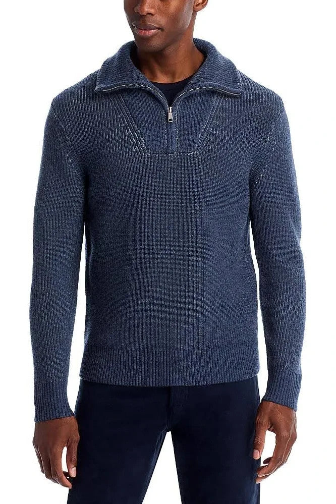 The Men's Store Merino Wool Ribbed Quarter Zip Sweater MSRP $268