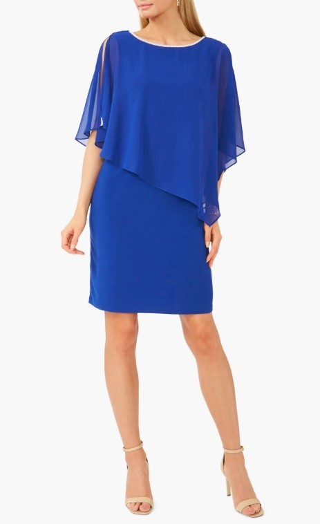MSK Rhinestone Trim Cape Overlay Dress MSRP $79
