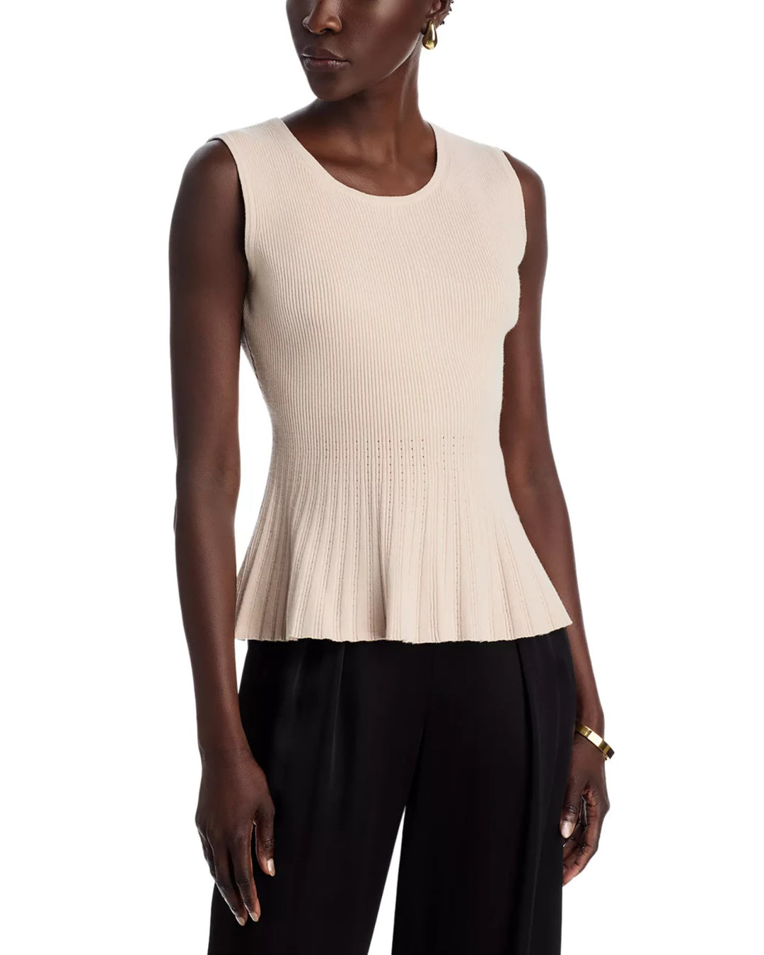 Vita Milano Sioni Ribbed Flared Hem Sweater MSRP $88
