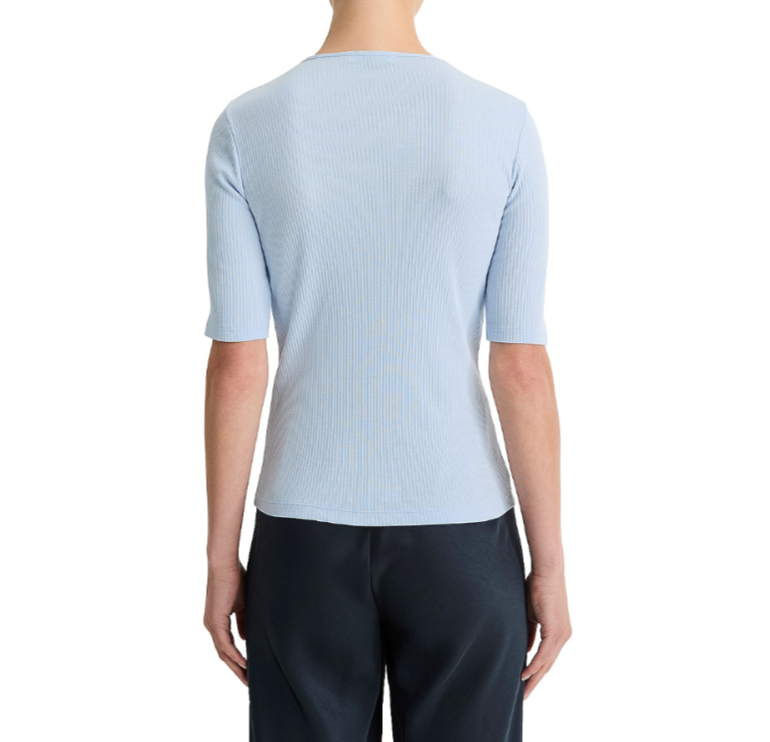 Vince Ribbed Elbow Sleeve Tee MSRP $125