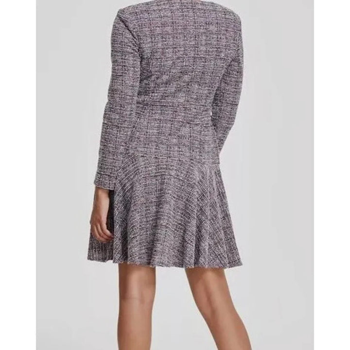 Taylor Tweed Stretch Button Front Fit-Flare Dress MSRP $128
