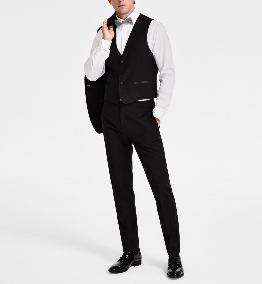 Calvin Klein Slim-Fit Wool-Blend Tuxedo Vest MSRP $125