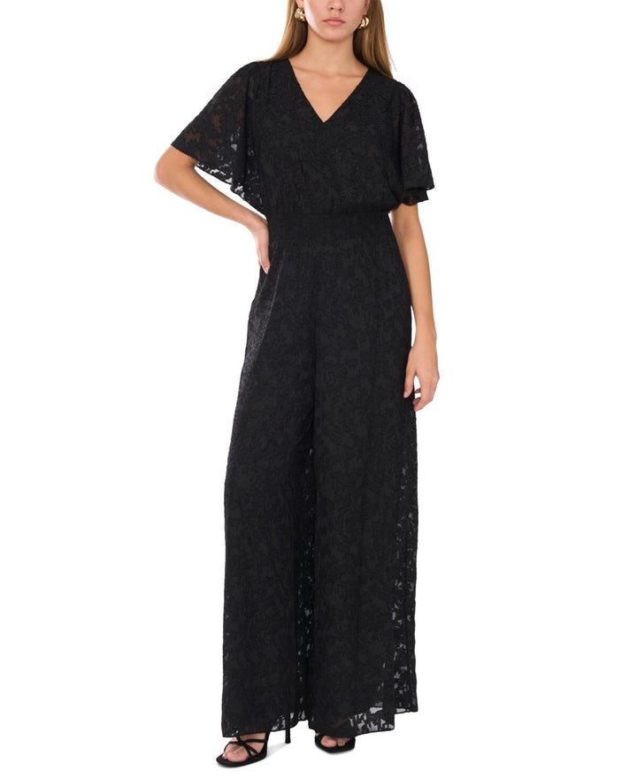 Vince Camuto Jacquard Smocked-Waist Jumpsuit MSRP $99