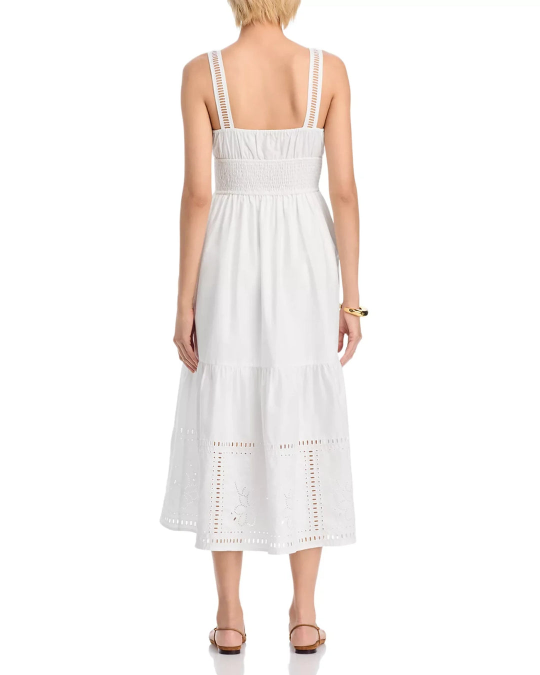 Moon River Sleeveless Eyelet Detail Midi Dress MSRP $126