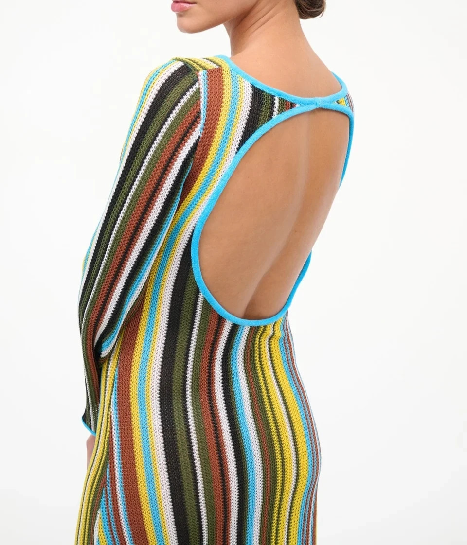 Staud Lorena Dress Skate Stripe MSRP $345
