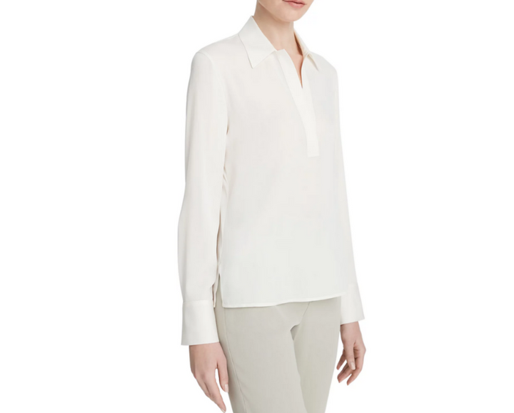 Vince Silk Stretch V Neck Top MSRP $395