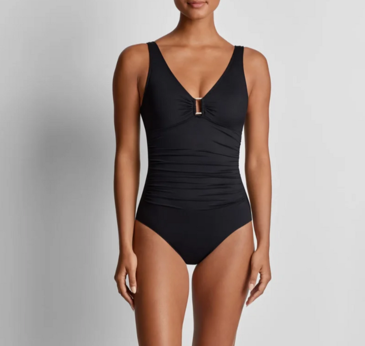 Lauren Ralph Lauren Ring Over The Shoulder Tummy Control One Piece Swimsuit $145