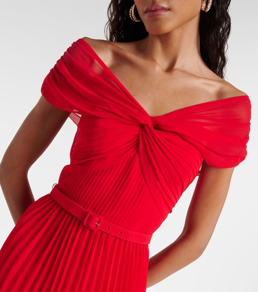 Self-Portrait Pleated Chiffon Mini Dress MSRP $410