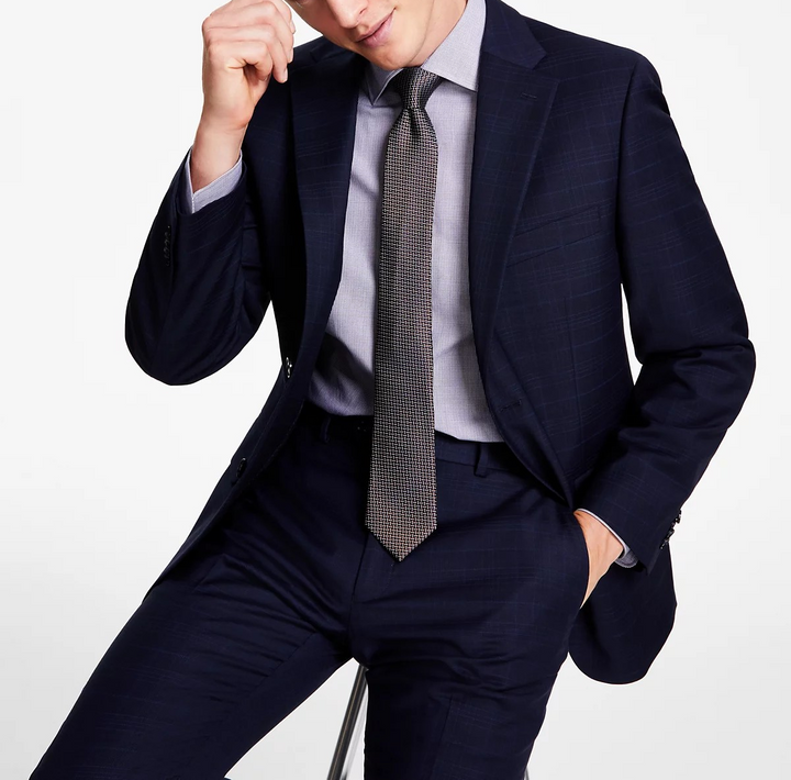 Tommy Hilfiger Men's Modern-Fit Flex Stretch Plaid Woo Suit Jacket MSR $450