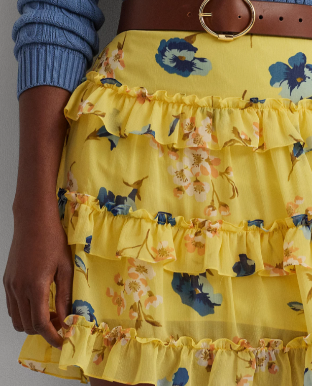 LAUREN RALPH LAUREN Ruffled Miniskirt MSRP $145