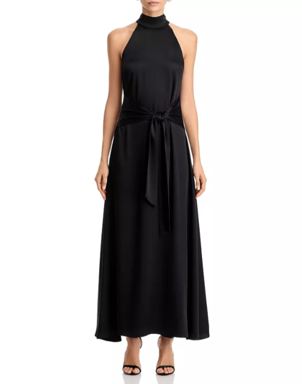 TOCCIN Jocelyn Satin Tie Front Maxi Dress MSRP $795