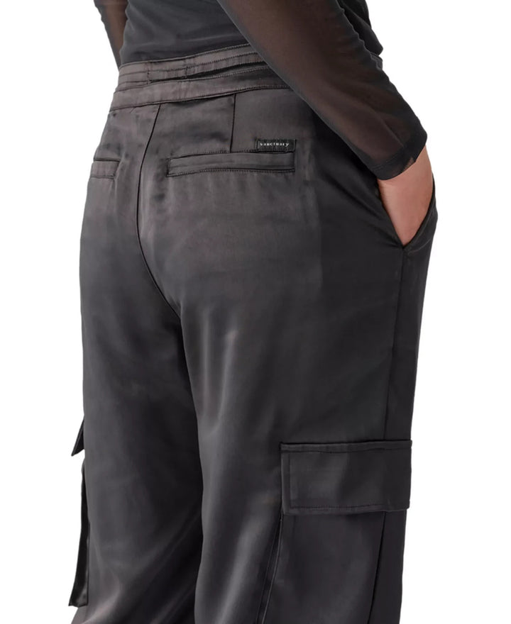 Sanctuary Women's Eve Semi-High-Rise Satin Cargo Pants MSRP $99