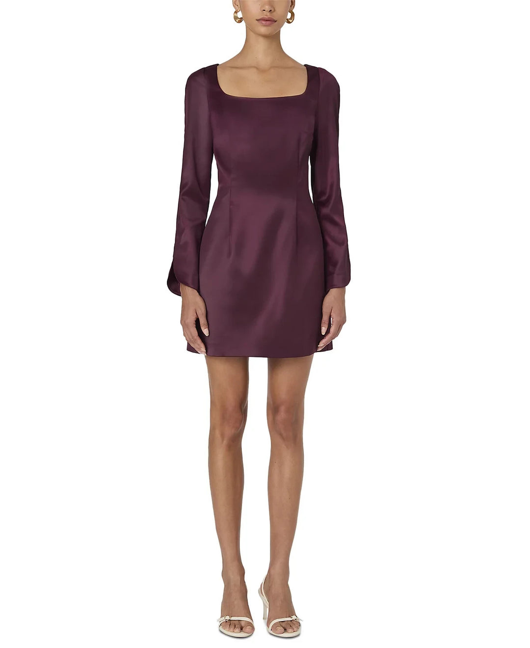 FRENCH CONNECTION Structured Satin Split Sleeve Mini Dress MSRP $158