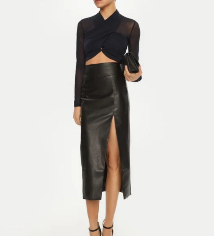 Bardot Dante Faux Leather Midi Skirt MSRP $99