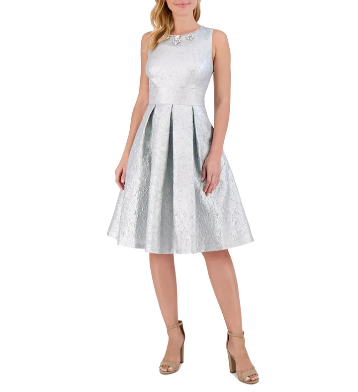 Eliza J Women's Textured Metallic Fit & Flare Dress MSRP $228
