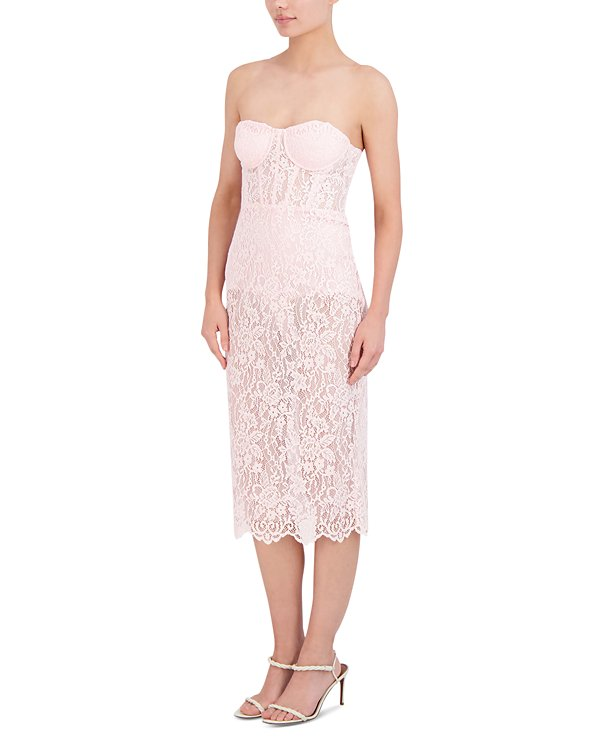 BCBGMAXAZRIA Illusion Lace Strapless Evening Dress MSRP $298