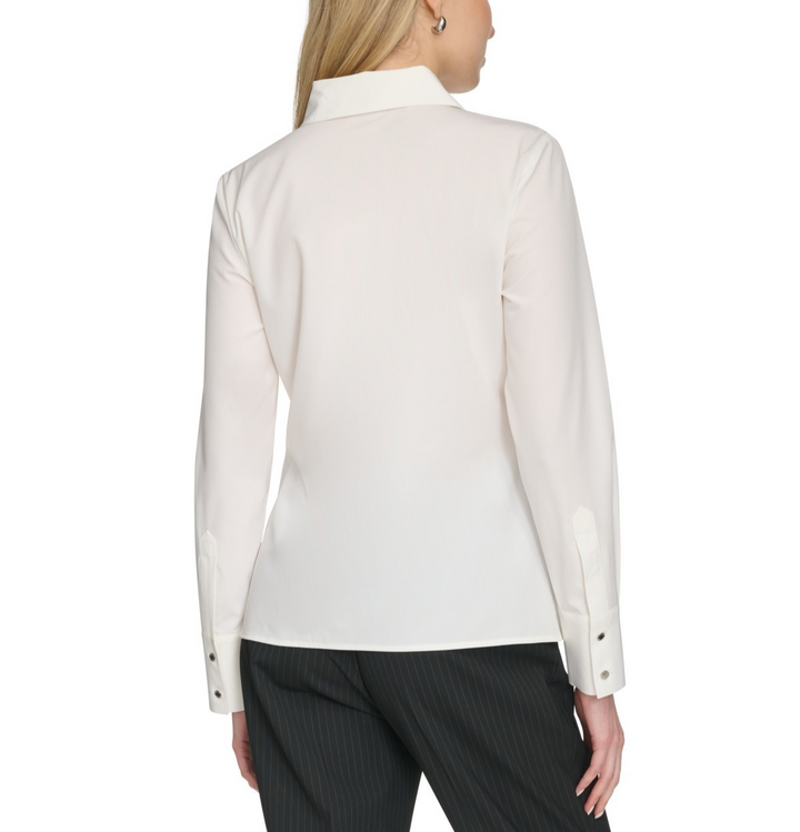 Calvin Klein Women's Long-Sleeve Button-Front Blouse MSRP $89