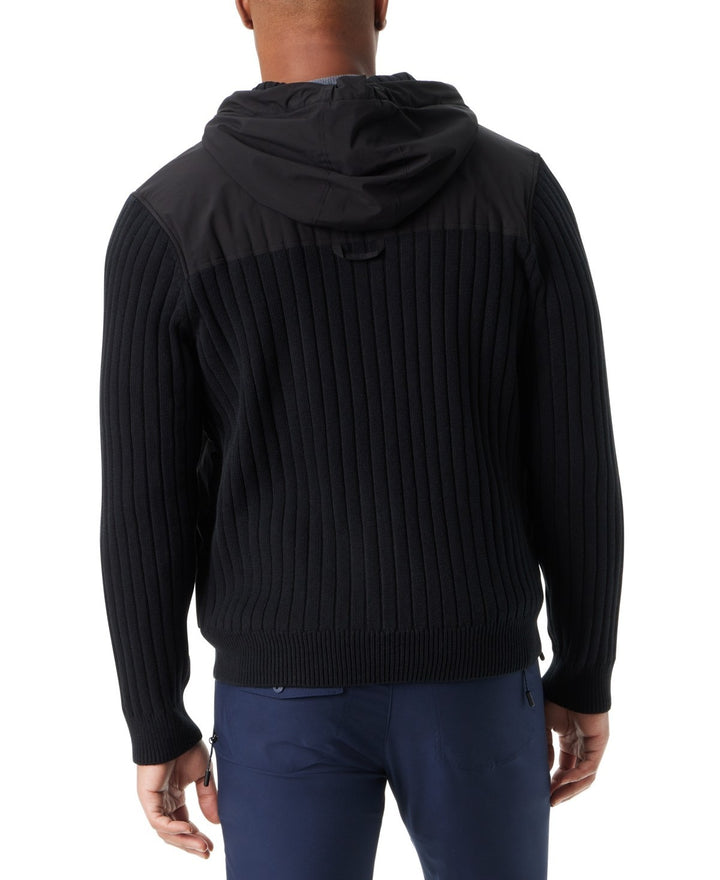 BASS OUTDOOR Men's Mixed Media Zip-Front Hooded Sweater Jacket MSRP $119