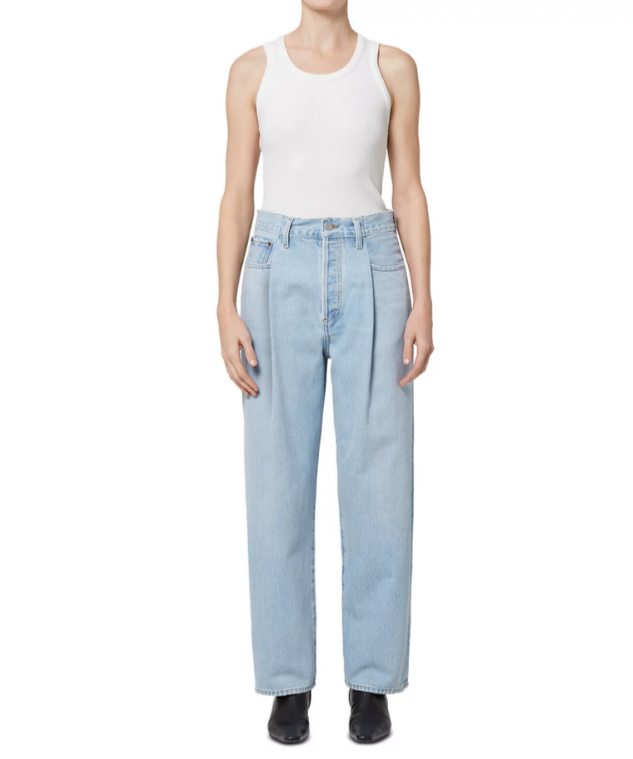 AGOLDE Fold Waistband High Rise Wide Leg Ankle Jeans MSRP $258