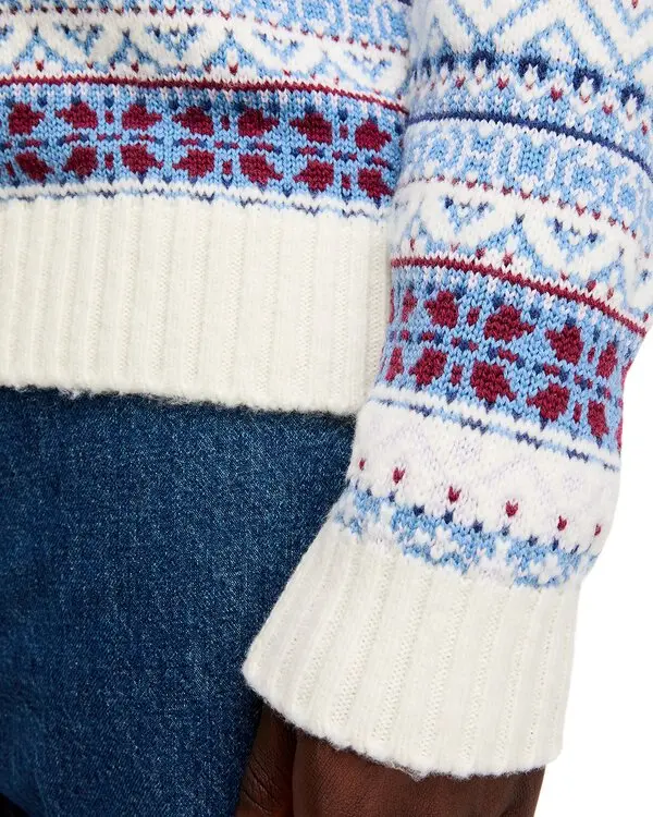 HUGO Sissoh Wool Blend Fair Isle Relaxed Fit V Neck Sweater MSRP $248