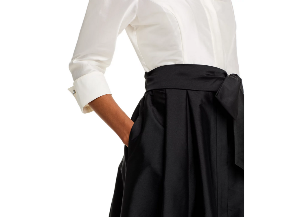 Teri Jon by Rickie Freeman Taffeta Shirt Gown MSRP $600