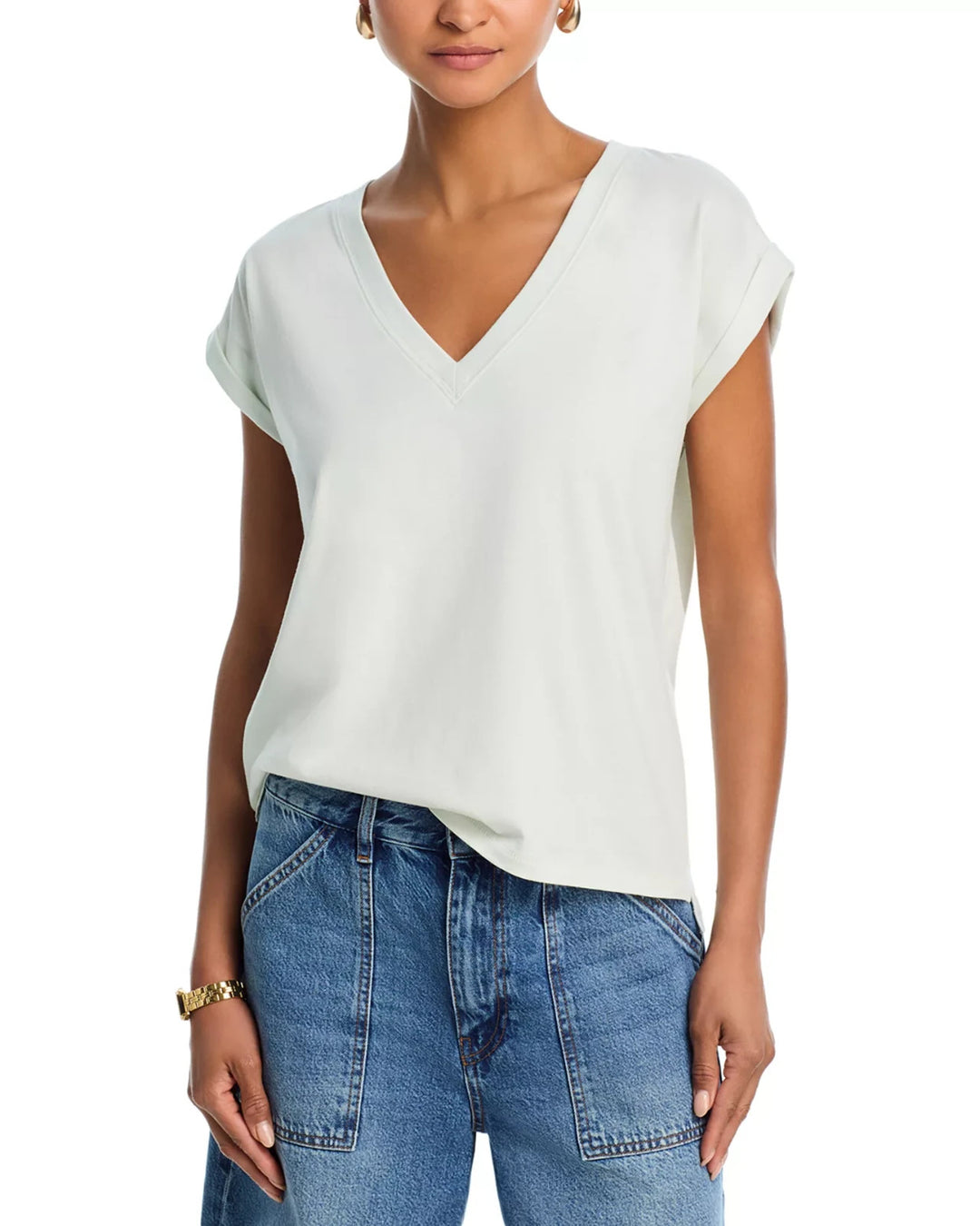 FRAME Easy Cotton V Neck Tee MSRP $128