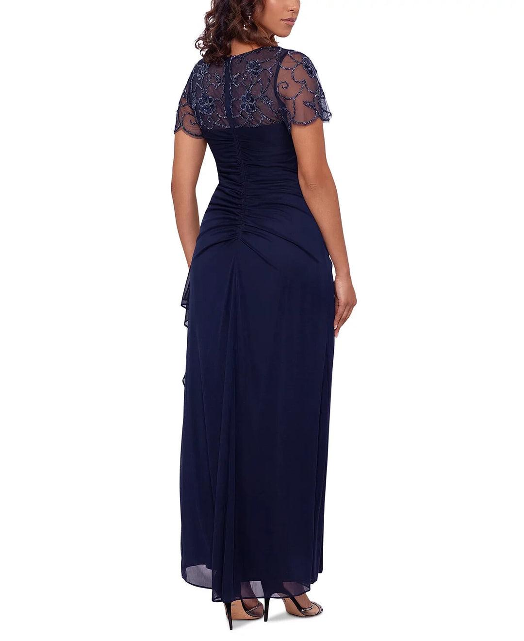 XSCAPE Petite Embellished Ruched Gown MSRP $279 DGFOutlet XSCAPE Petite Embellished Ruched Gown MSRP $279 DGFOutlet