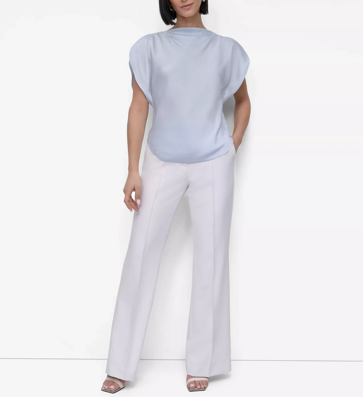 DKNY Women's Draped Boatneck Slit-Sleeve Blouse MSRP $59