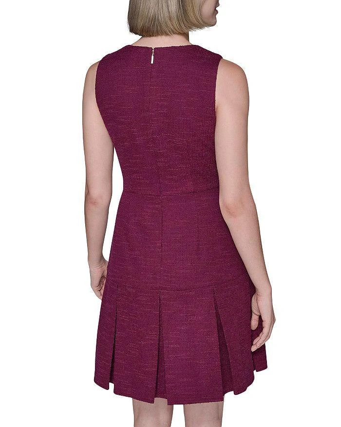 Karl Lagerfeld Paris Textured Tweed Square Neck Mini Dress MSRP $148