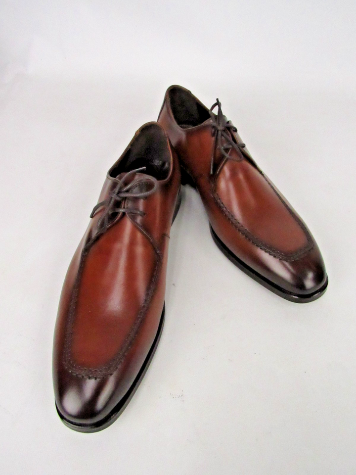 Elegant Men’s Burnished Calf Leather Derby Formal Shoes – Handcrafted Size EU 41