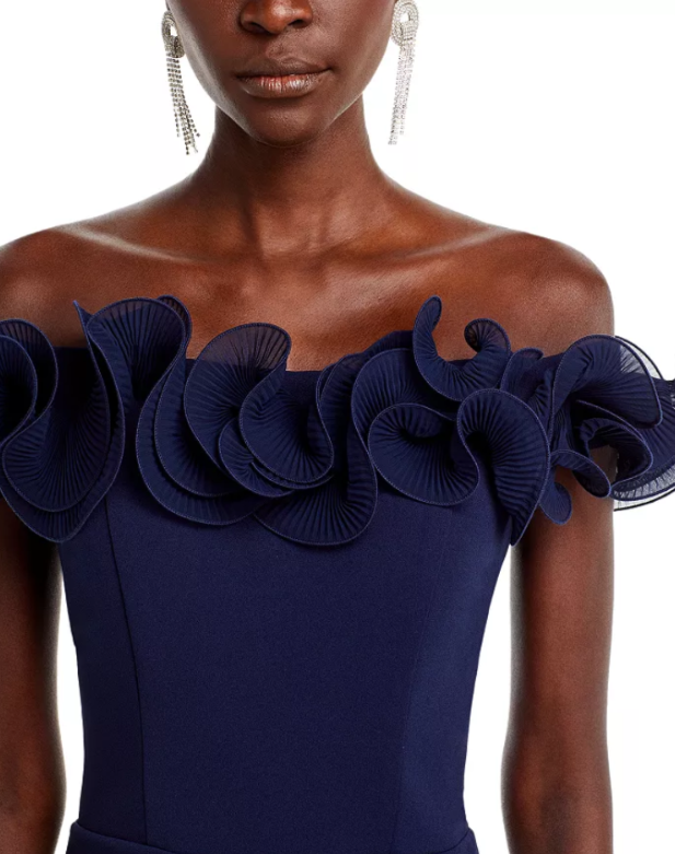 AQUA Ruffled Neck Evening Gown MSRP $268
