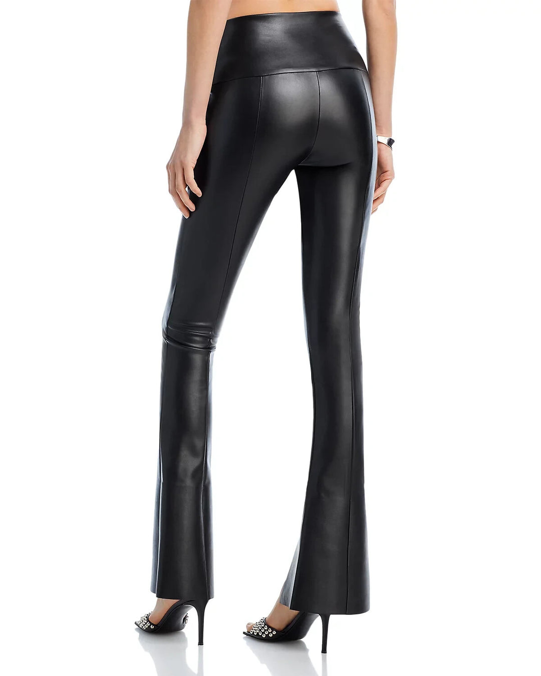 Norma Kamali Spat Split Hem Faux Leather Leggings MSRP $175
