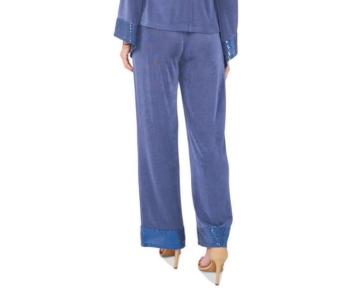 Msk Petite Contrast-Cuff Long-Sleeve Pants