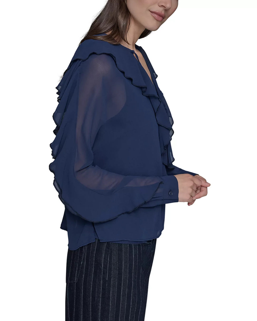 KARL LAGERFELD PARIS Loose Ruffle Blouse MSRP $89