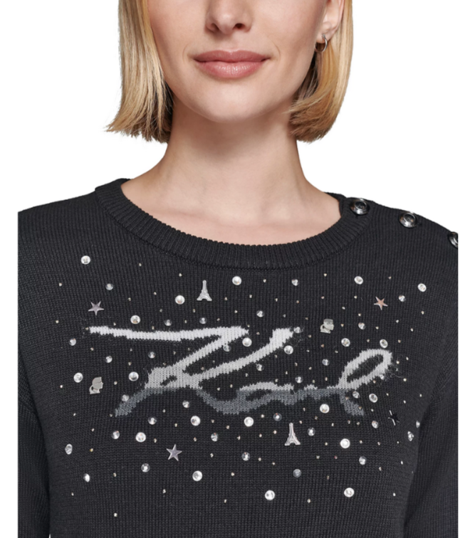 KARL LAGERFELD PARIS Embellished Sweater MSRP $109