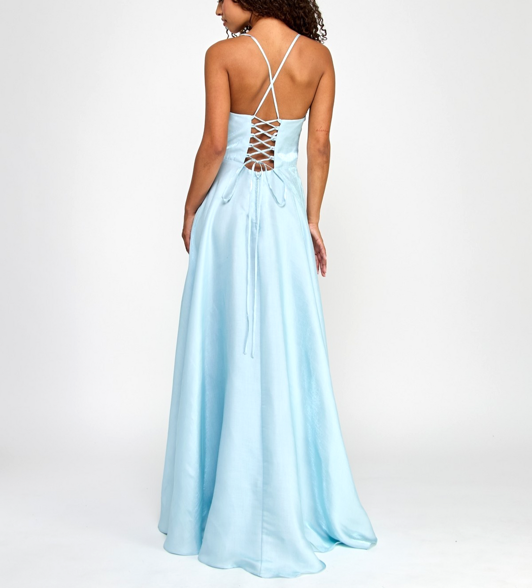 B Darlin Juniors' Satin Pleated-Bodice Surplice Gown MSRP $139