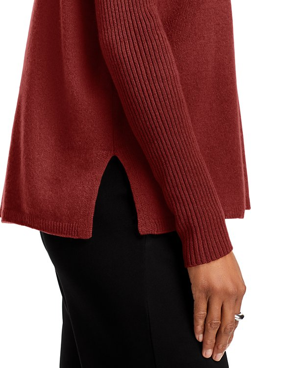 C by Bloomingdale's Cashmere V-Neck Ribbed Sleeve Cashmere Sweater MSRP $188