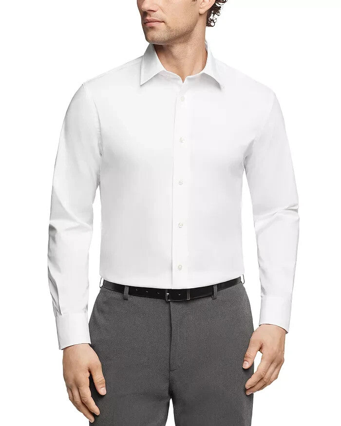 The Men's Store Solid Stretch Regular Fit Dress Shirt MSRP $89 Size 17.5/ 34-35