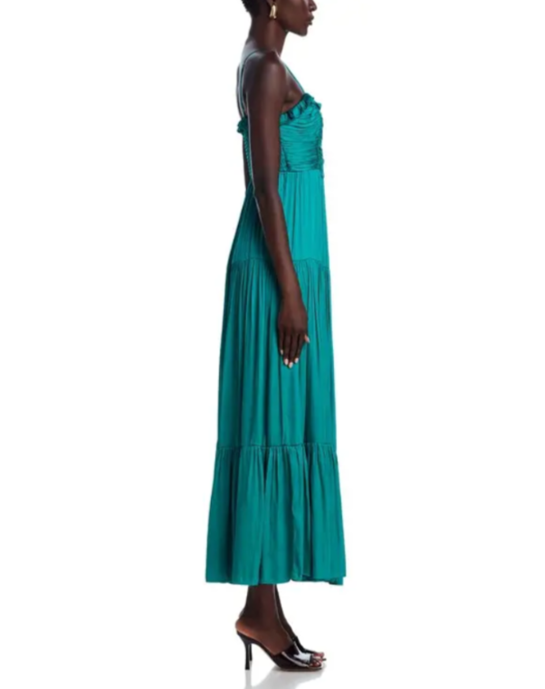 AQUA Ruffled Satin Maxi Dress MSRP $118