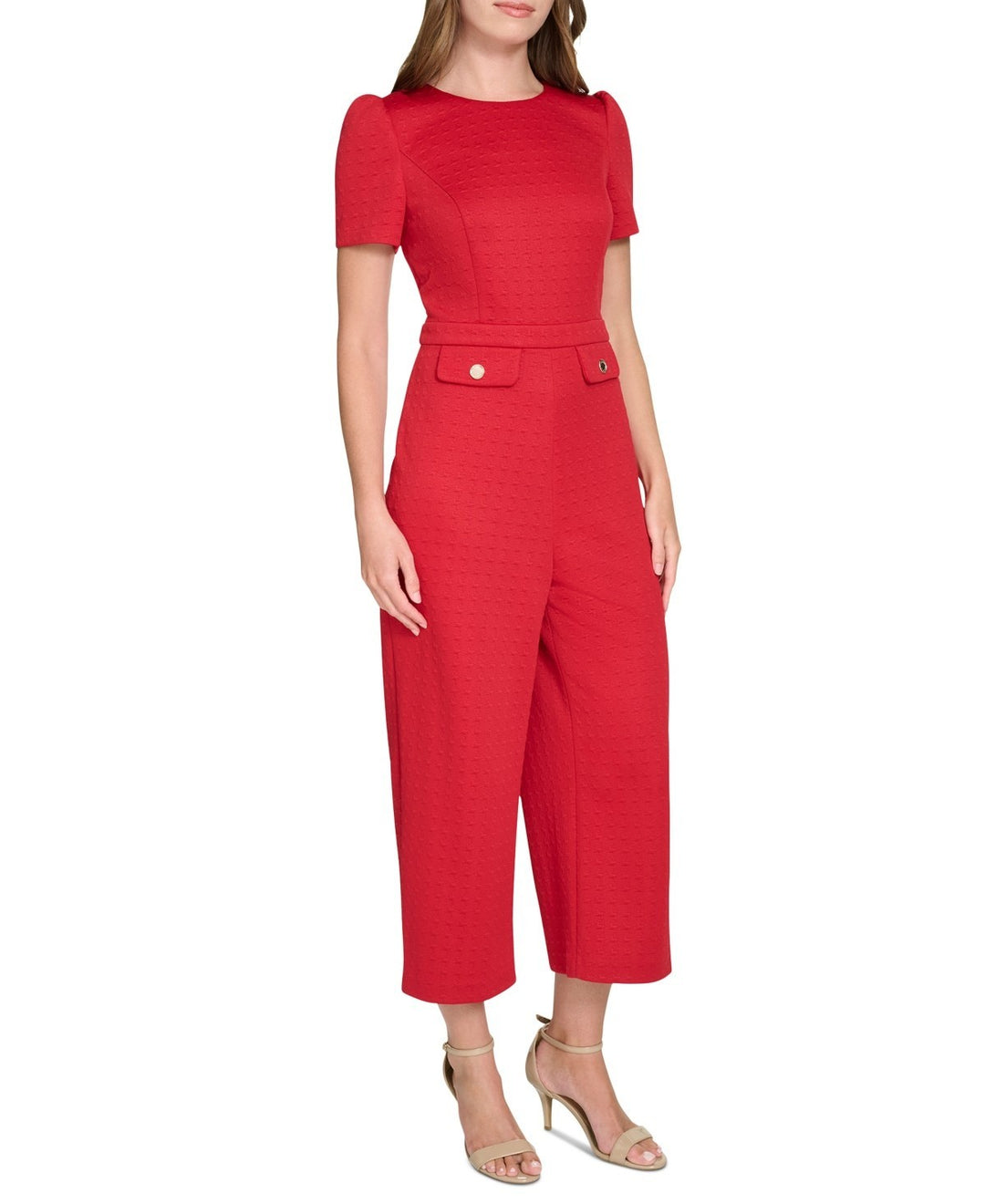 Tommy Hilfiger Puff-Sleeve Cropped Jumpsuit MSRP $129