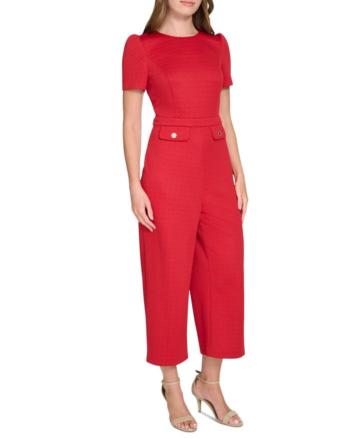 Tommy Hilfiger Puff-Sleeve Cropped Jumpsuit MSRP $129