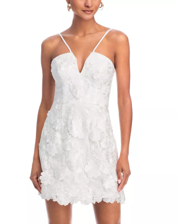 AQUA 3D Flower Spaghetti Strap Mini Dress MSRP $258