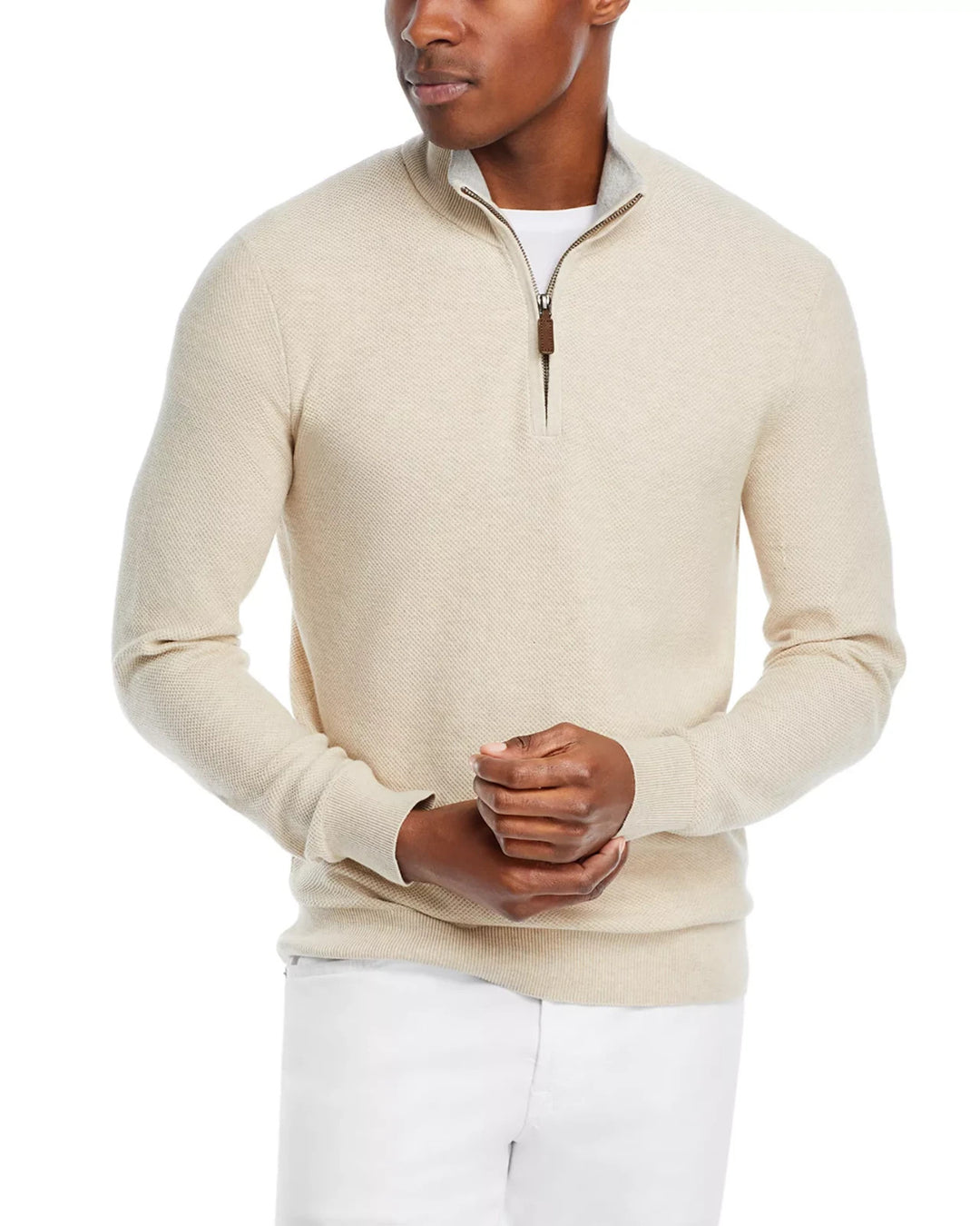 The Men's Store at Bloomingdale's Birdseye Knit Quarter Zip Sweater MSRP $118