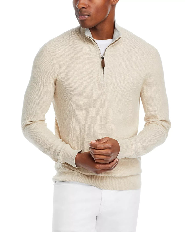 The Men's Store at Bloomingdale's Birdseye Knit Quarter Zip Sweater MSRP $118