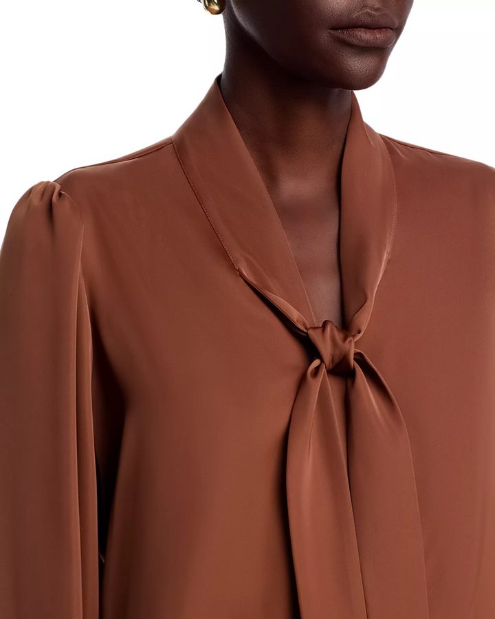 T Tahari Long Sleeve Bow Tie Neck Blouse MSRP $88