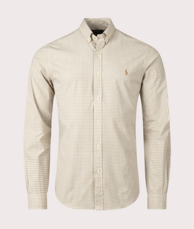 POLO Ralph Lauren Stretch Poplin Gingham Check Slim Fit Button Down Shirt $125