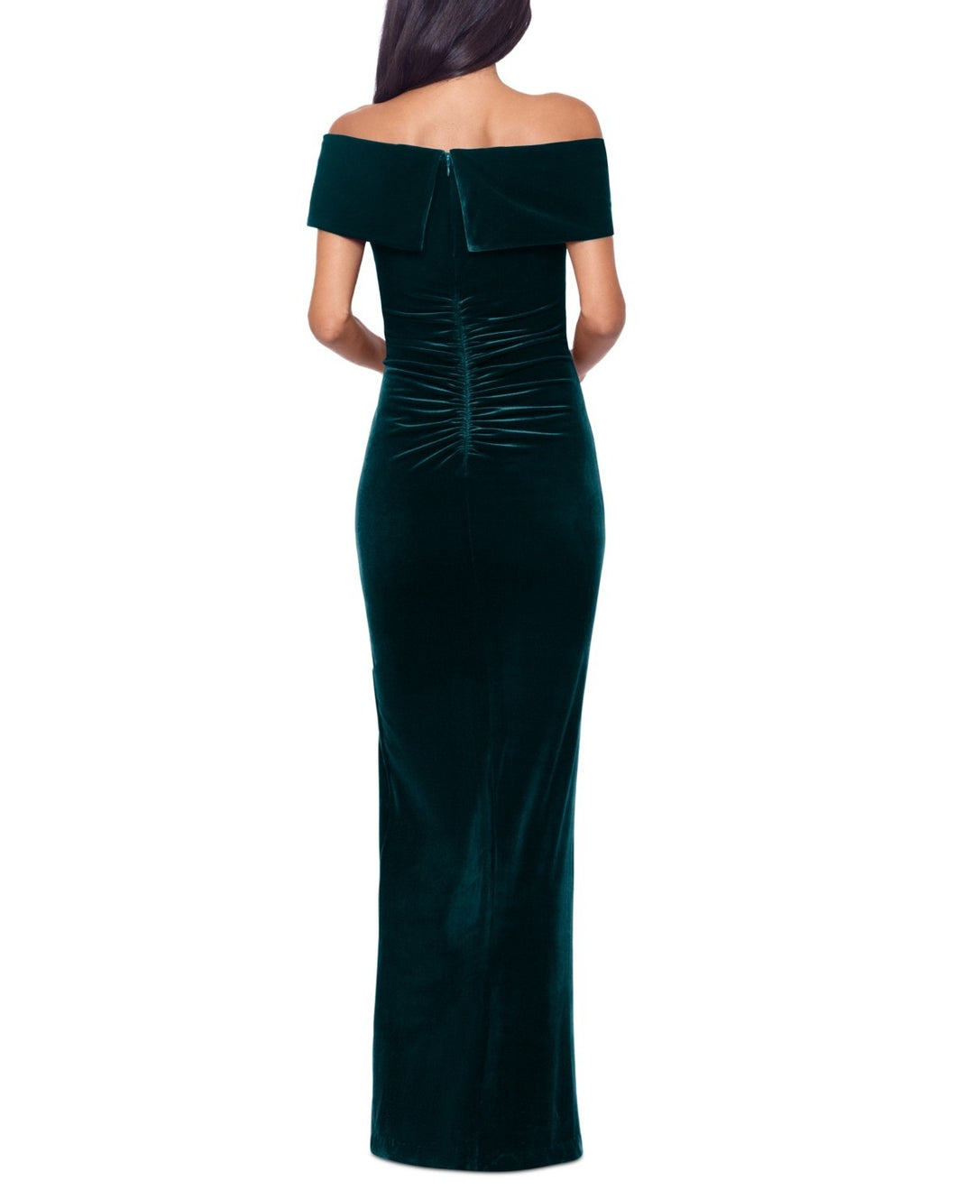 XSCAPE Women's Velvet Off-The-Shoulder Leg-Slit Gown MSRP $169