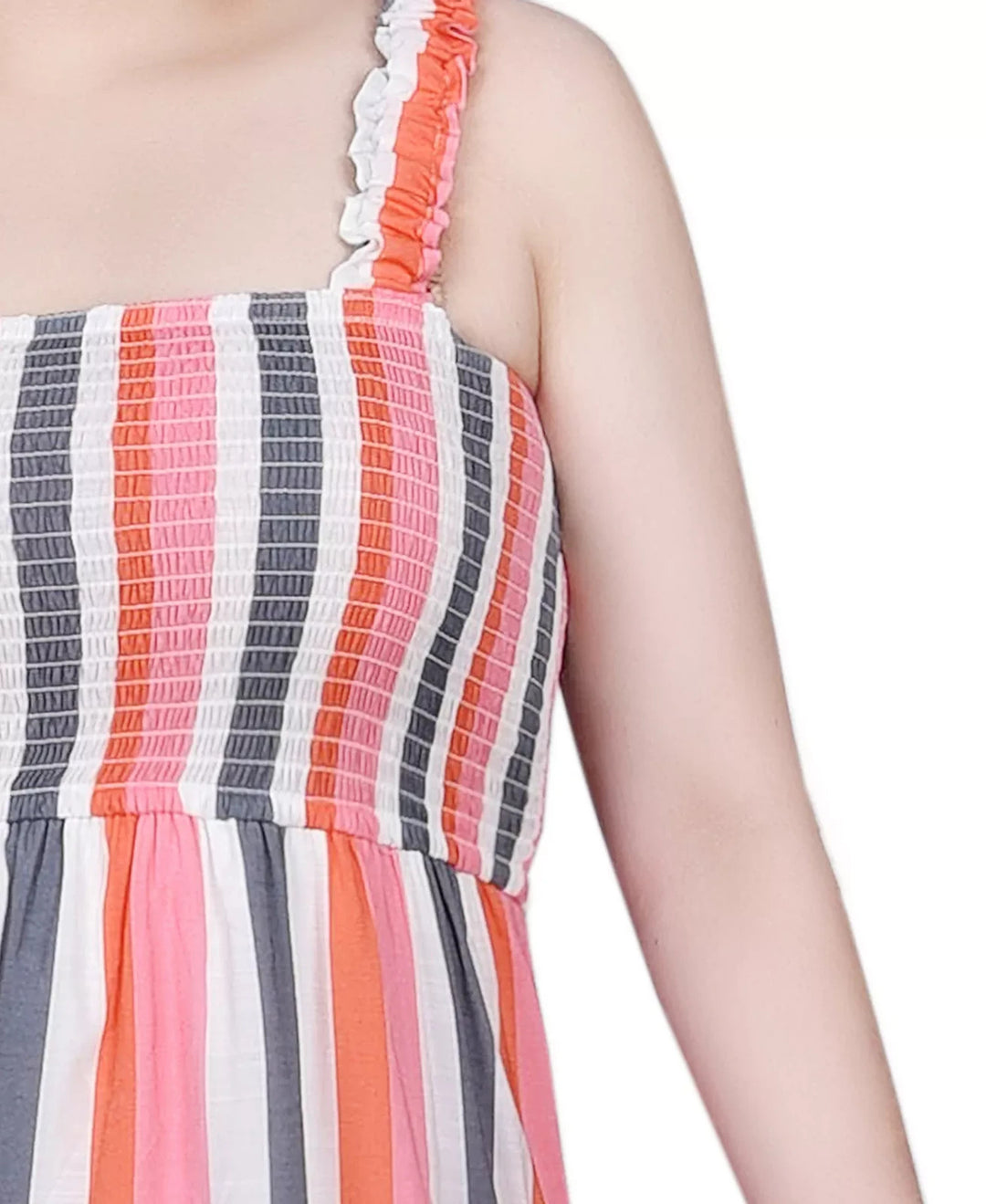NY Collection Petite Smocked-Bodice Tiered Midi Dress MSRP $58