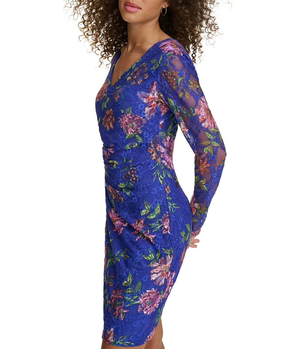 Siena Floral-Print Lace Bodycon Dress MSRP $128