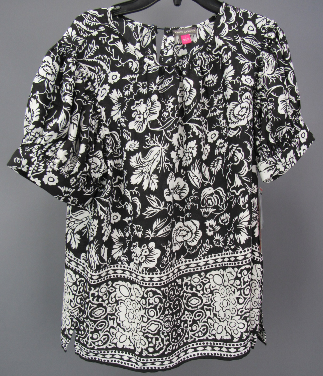 Vince Camuto Printed Puff-Sleeve Top MSRP $69